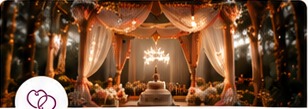 Elegant wedding decor with flowers and warm lighting